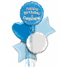 Happy Birthday Nephew Blue Foil Balloon Bouquet